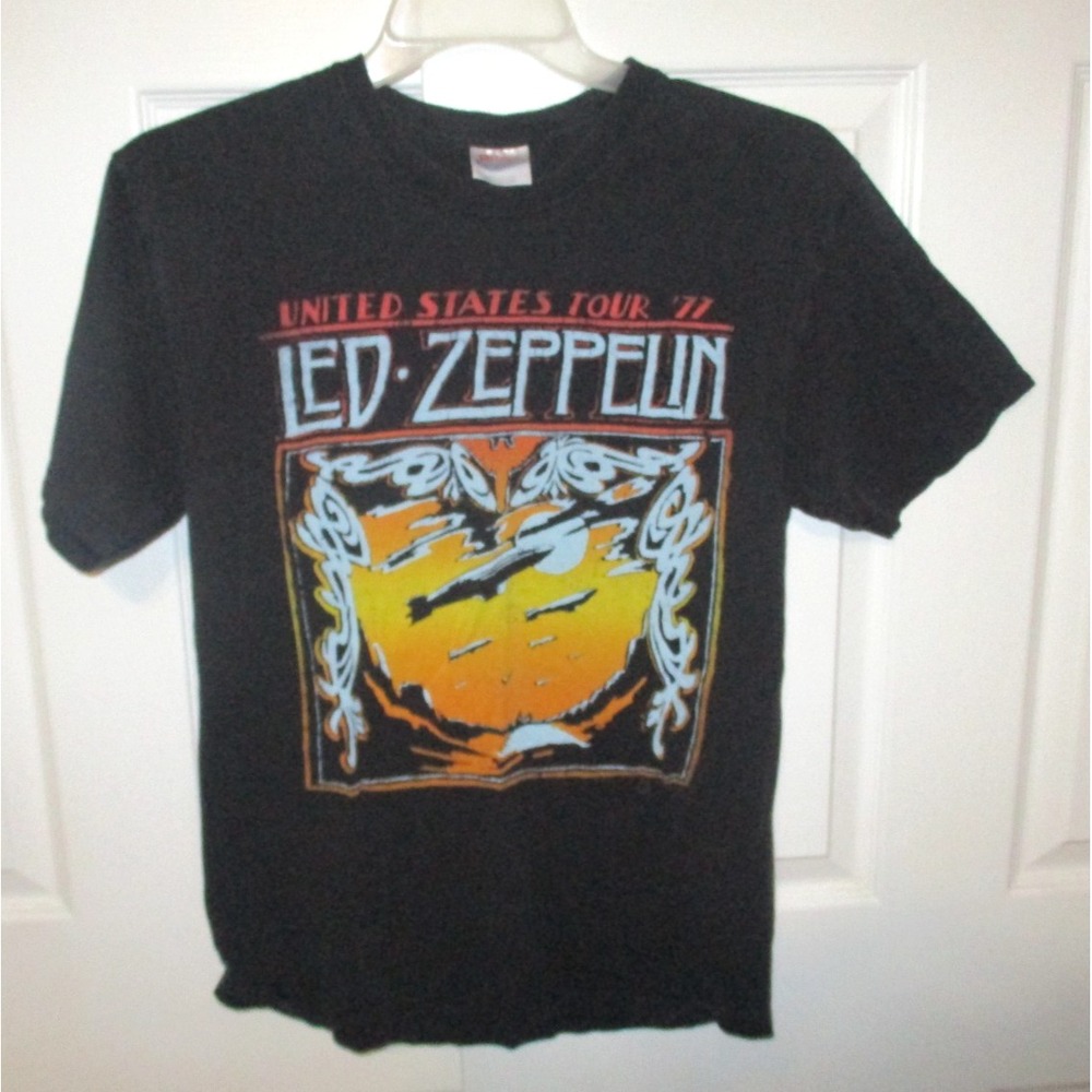 Led Zeppelin United States Tour 77 Black‎ Retro T shirt size Adult Medium M